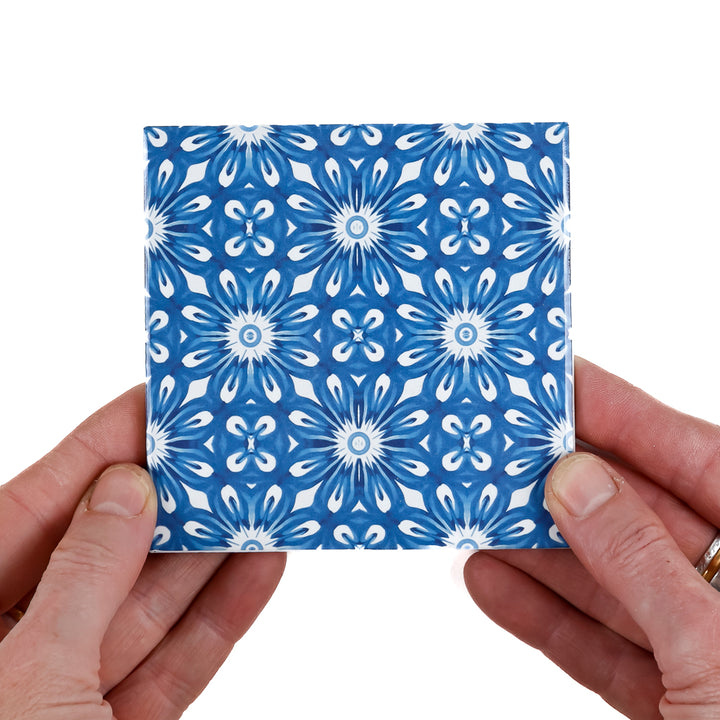 Feathery Indigo Tile  - Fired Ink version
