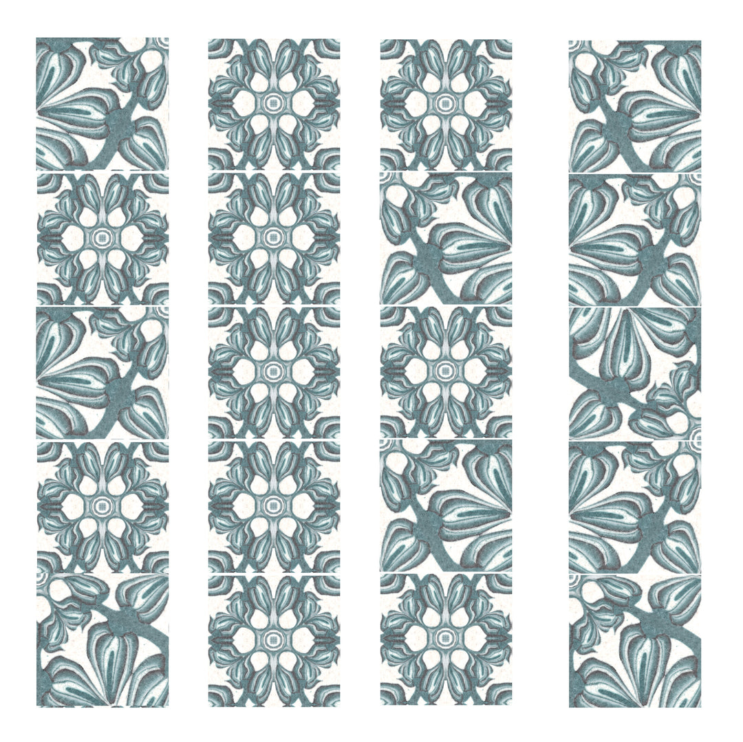 Hedera Tile - Green and White Vintage Effect