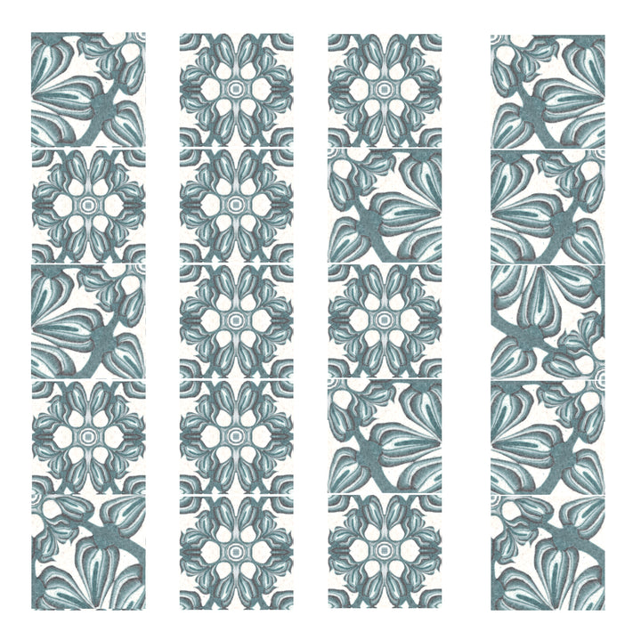 Hedera Tile - Green and White Vintage Effect