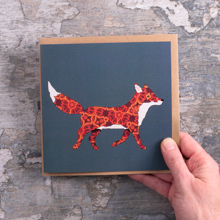 SALE Red Millefiori Single Fox on Grey Card