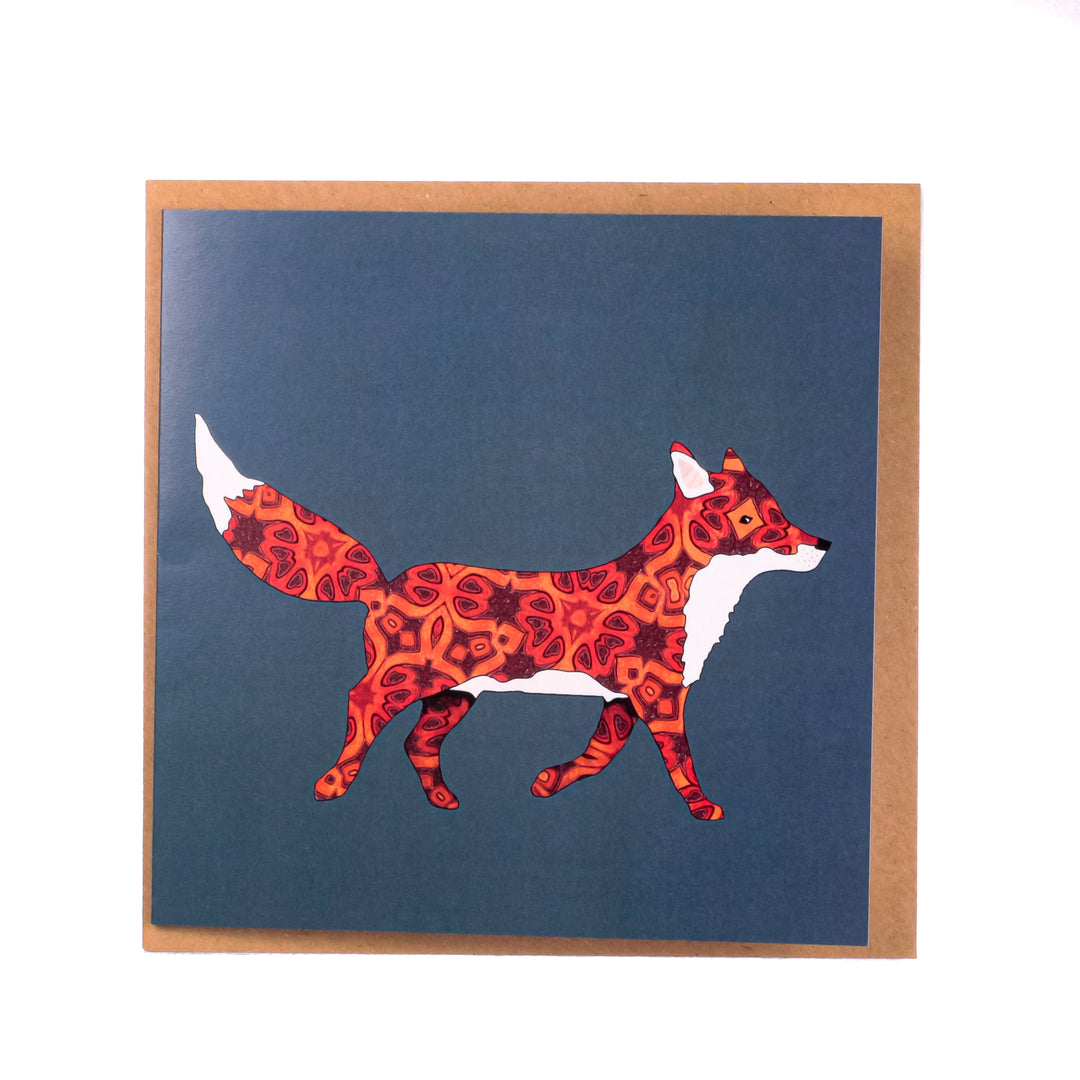 SALE Red Millefiori Single Fox on Grey Card