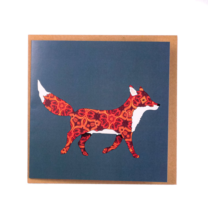 SALE Red Millefiori Single Fox on Grey Card