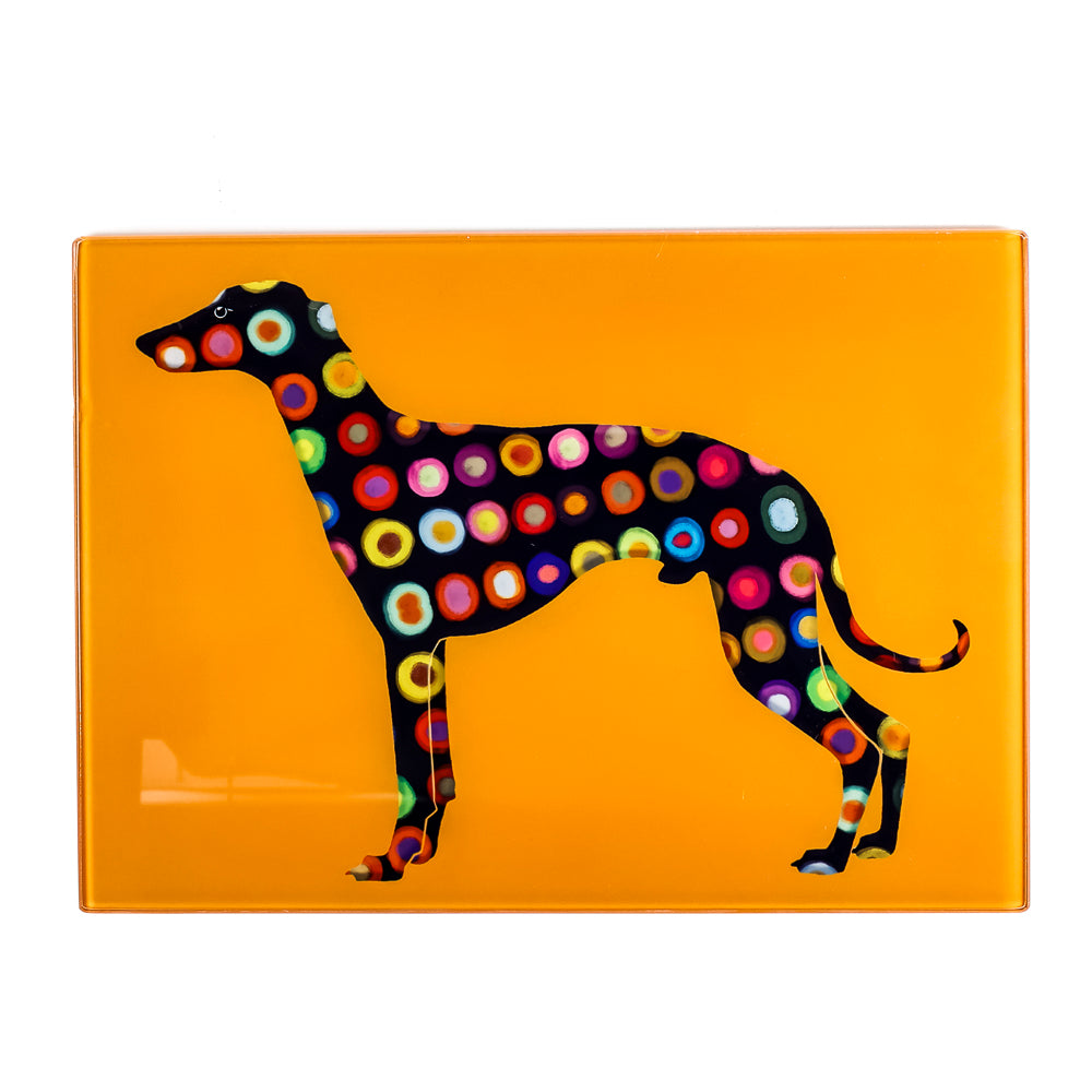 Greyhound Worktop Protector - Orange Spotty