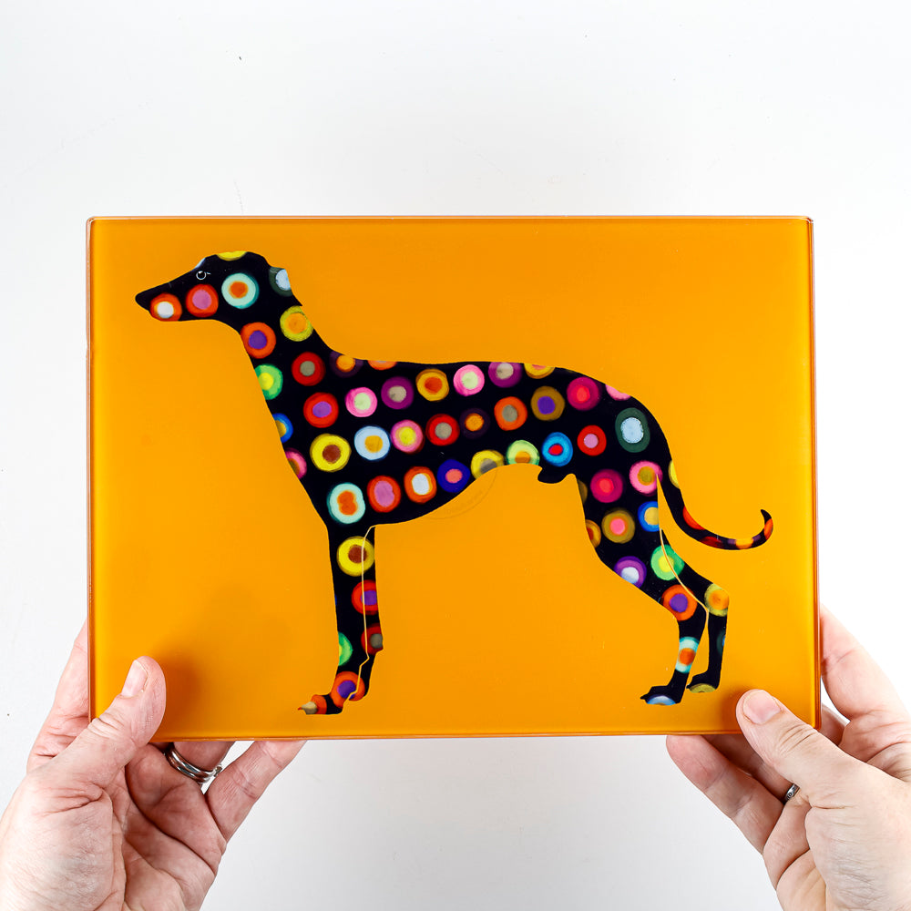 Greyhound Worktop Protector - Orange Spotty