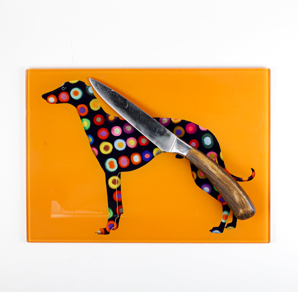 Greyhound Worktop Protector - Orange Spotty