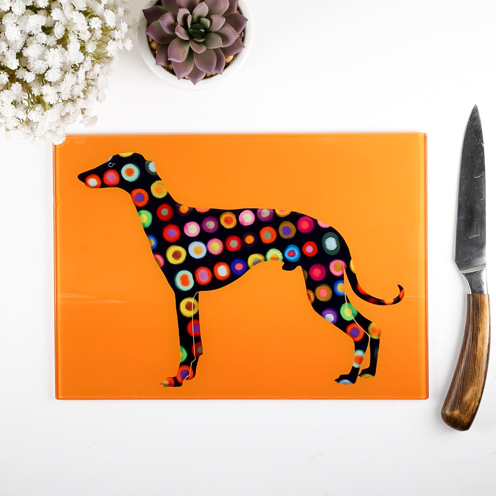 Greyhound Worktop Protector - Orange Spotty