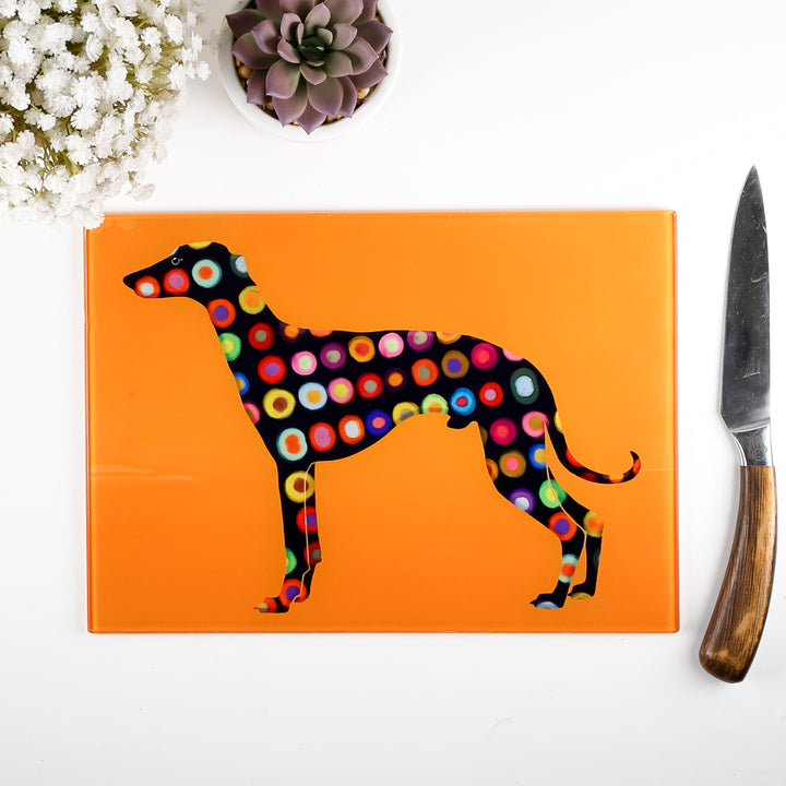 Greyhound Worktop Protector - Orange Spotty