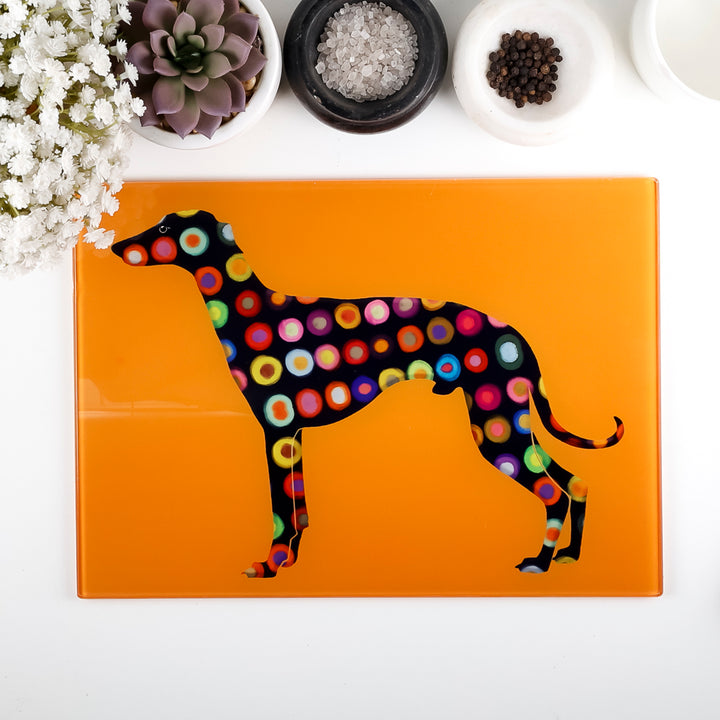 Greyhound Worktop Protector - Orange Spotty