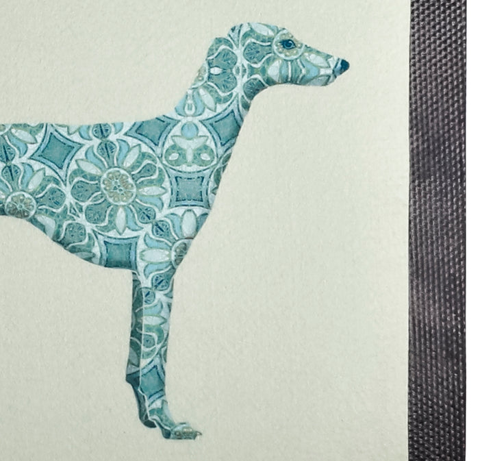 Greyhound Pet Food Mat - Blue and Grey