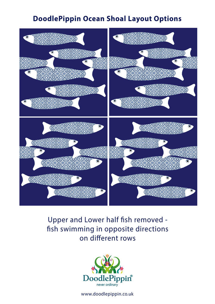 Navy Blue Ocean Shoal - Border version - Large Rectangular Tile - 30x20cm (12x8 inches)