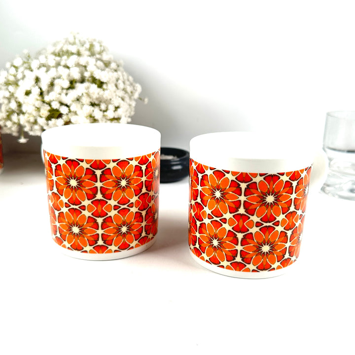SALE SECONDS - Set of 2x Moroccan Flower Bone China Mugs