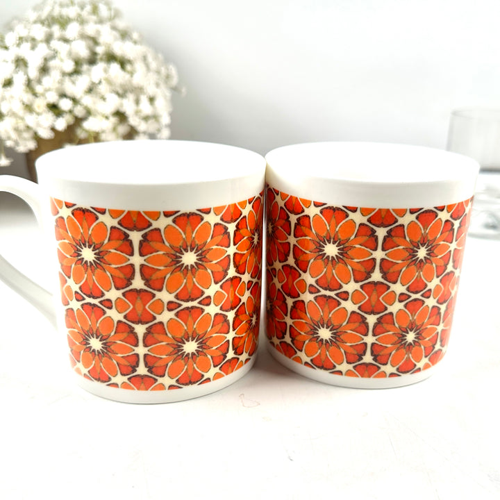 SALE SECONDS - Set of 2x Moroccan Flower Bone China Mugs