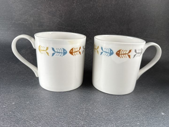 SALE Mugs - Pair of Scandi Bonefish - Bone China Large