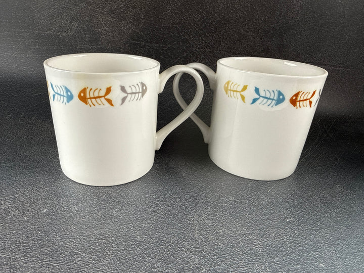 SALE Mugs - Pair of Scandi Bonefish - Bone China Large