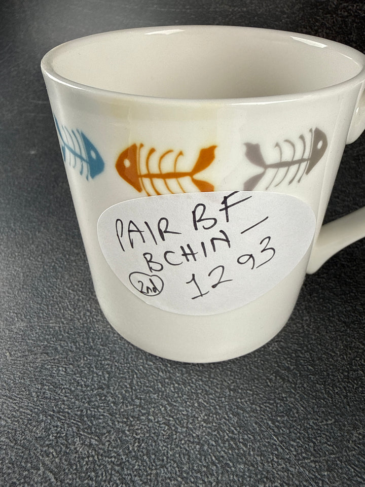SALE Mugs - Pair of Scandi Bonefish - Bone China Large