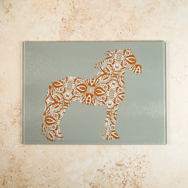 Wind Horse Chopping Board - Russet &amp; White