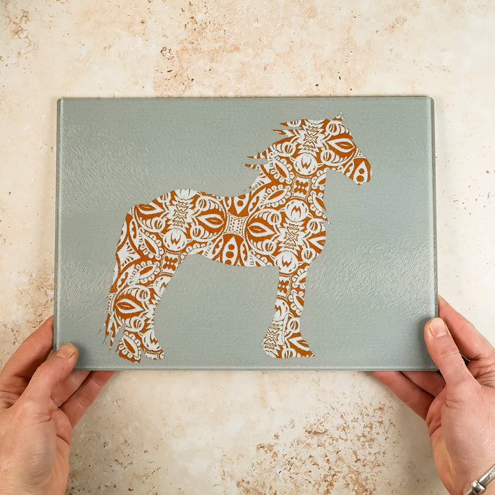 Wind Horse Chopping Board - Russet &amp; White