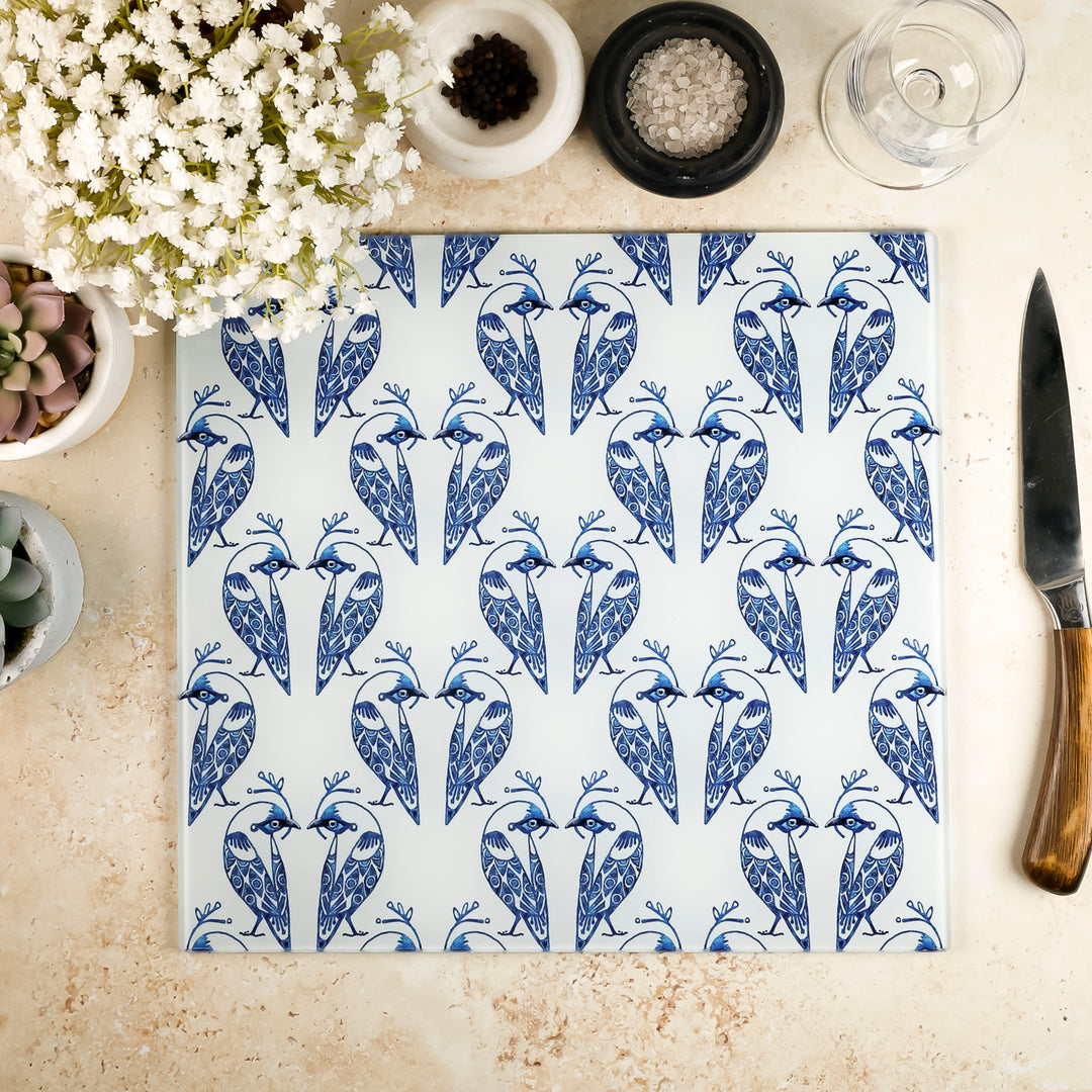 Lovebirds Worktop Protector - Blue &amp; White