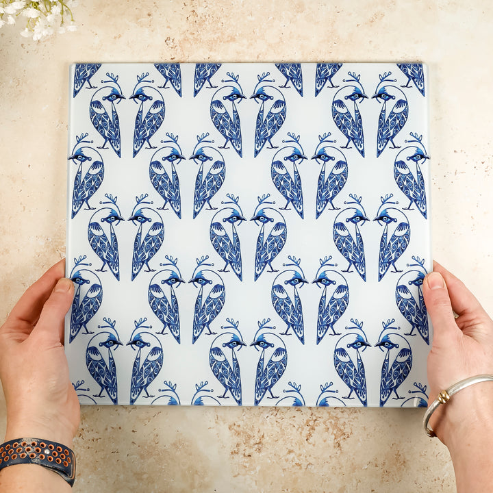 Lovebirds Worktop Protector - Blue &amp; White