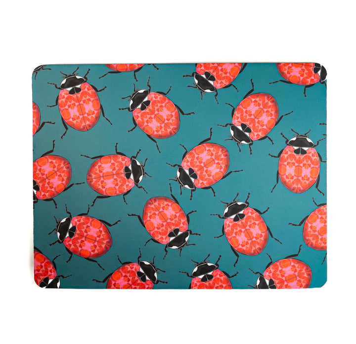 Red Ladybirds Large Pet Food Mat