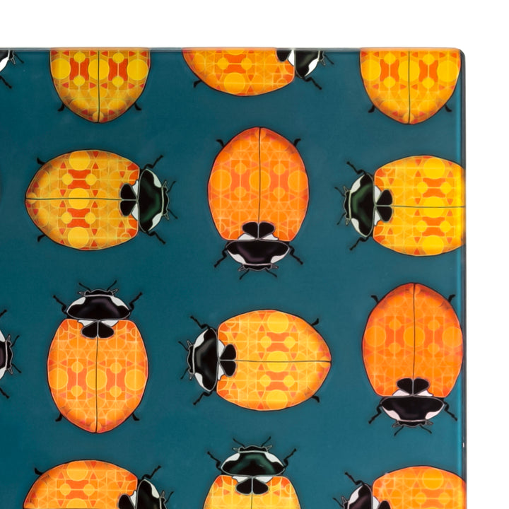 Ladybirds Cutting Board - Orange Yellow Blue Millefiori Lanternbugs