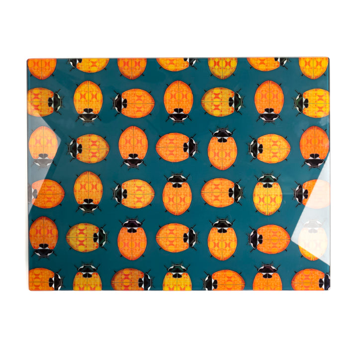 Ladybirds Cutting Board - Orange Yellow Blue Millefiori Lanternbugs