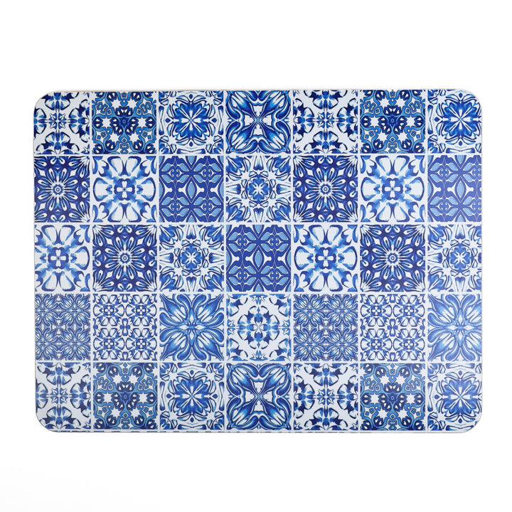 Mixed Tiles - XL Table Mat - Blue/White
