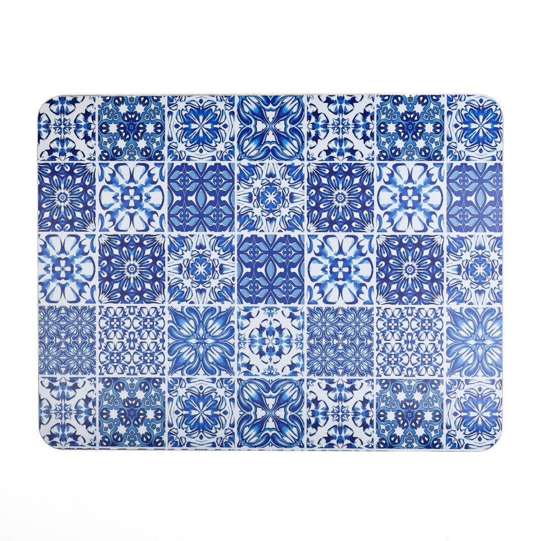 Mixed Tiles - XL Table Mat - Blue/White