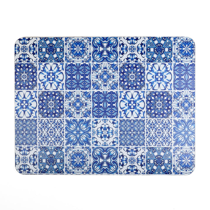 Mixed Tiles - XL Table Mat - Blue/White