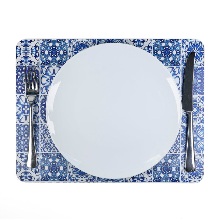 Mixed Tiles - XL Table Mat - Blue/White