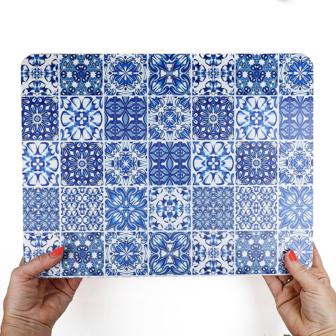 Mixed Tiles - XL Table Mat - Blue/White