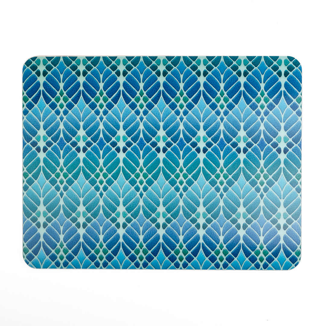 Interwoven Trees - XL Table Mat - Blue Green