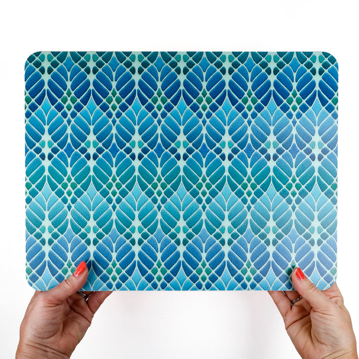 Interwoven Trees - XL Table Mat - Blue Green