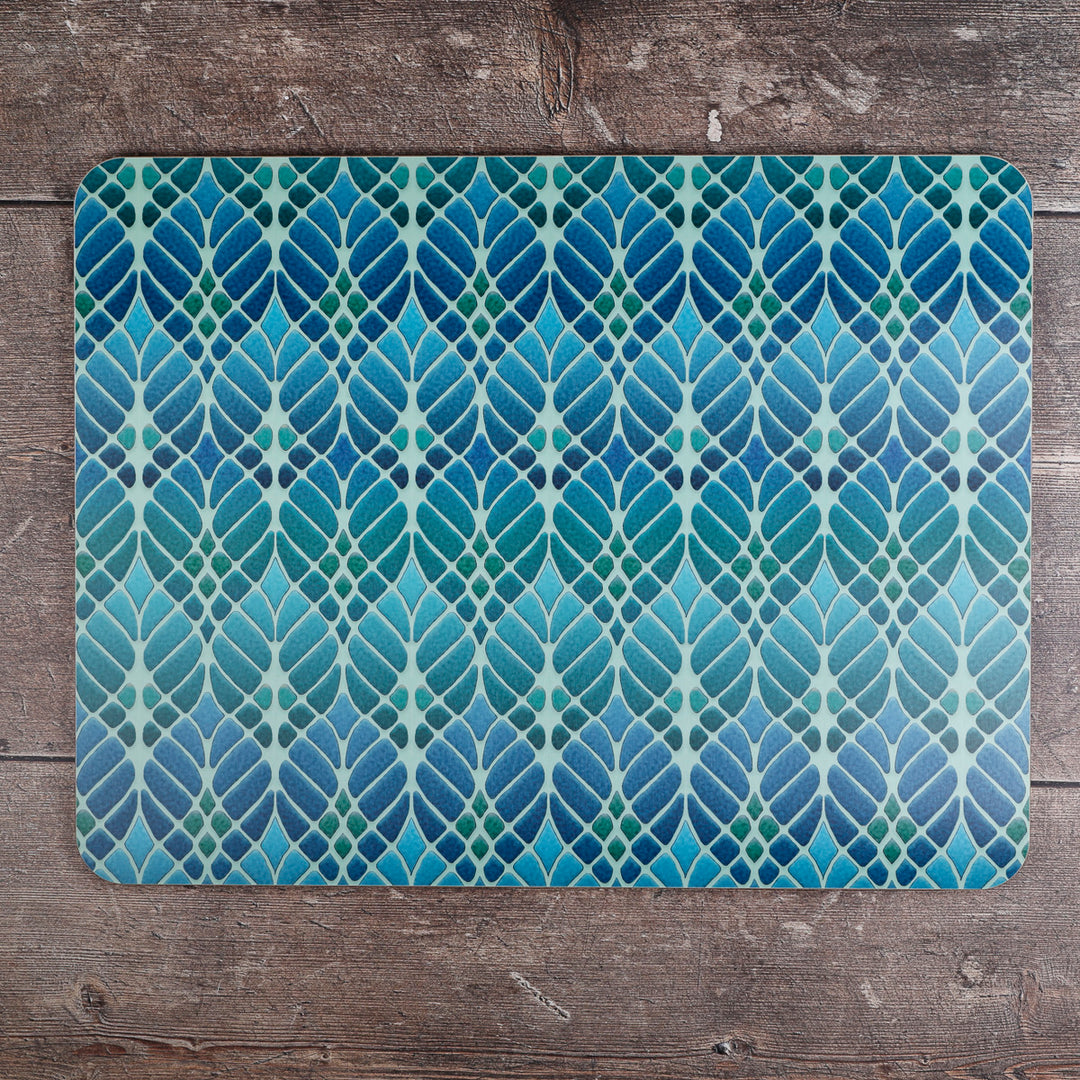 Interwoven Trees - XL Table Mat - Blue Green