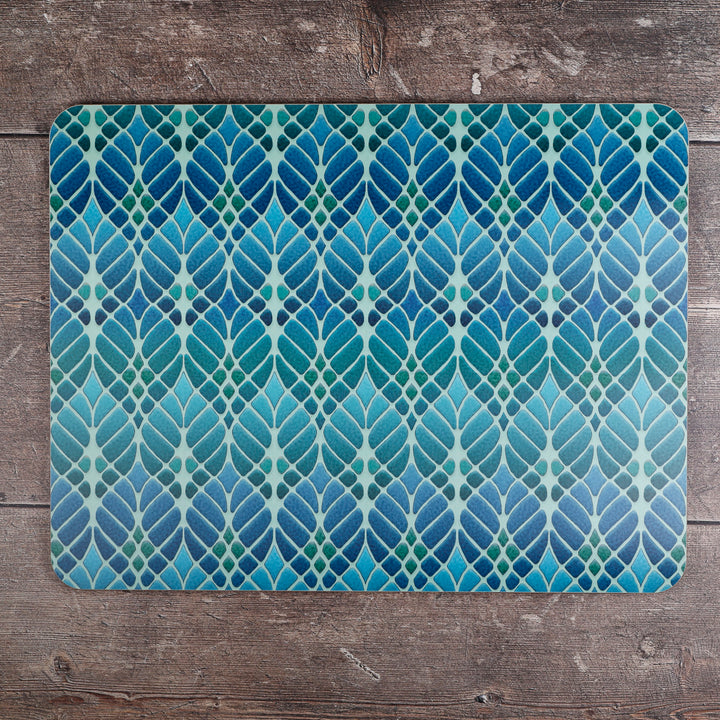 Interwoven Trees - XL Table Mat - Blue Green