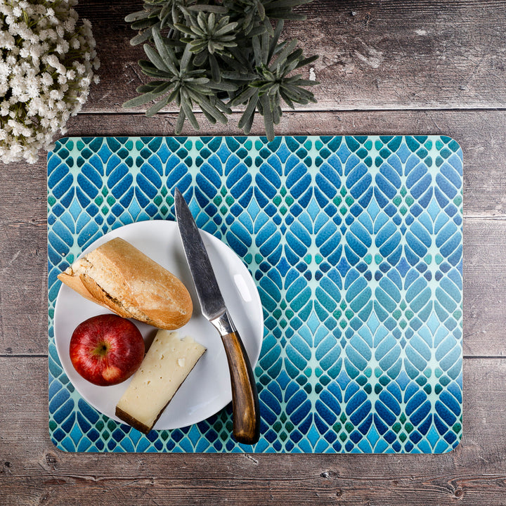Interwoven Trees - XL Table Mat - Blue Green