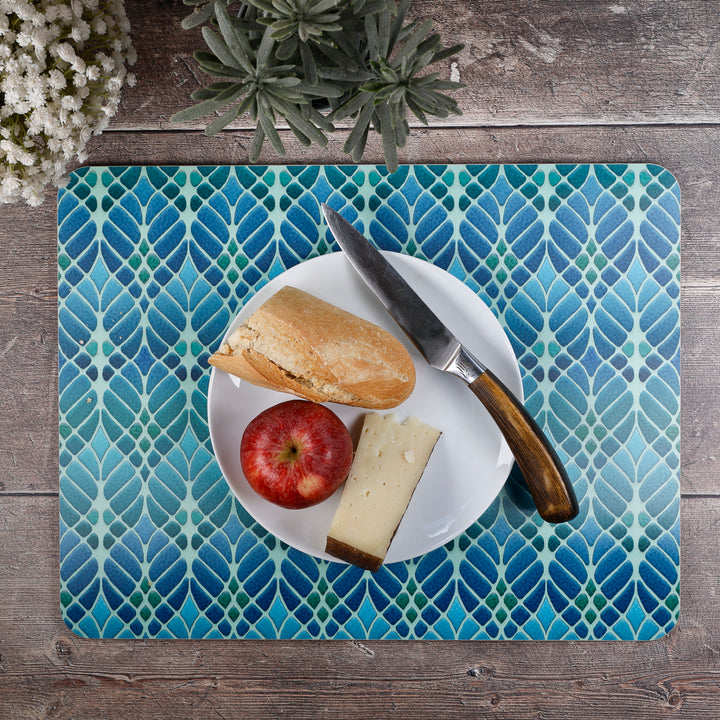 Interwoven Trees - XL Table Mat - Blue Green