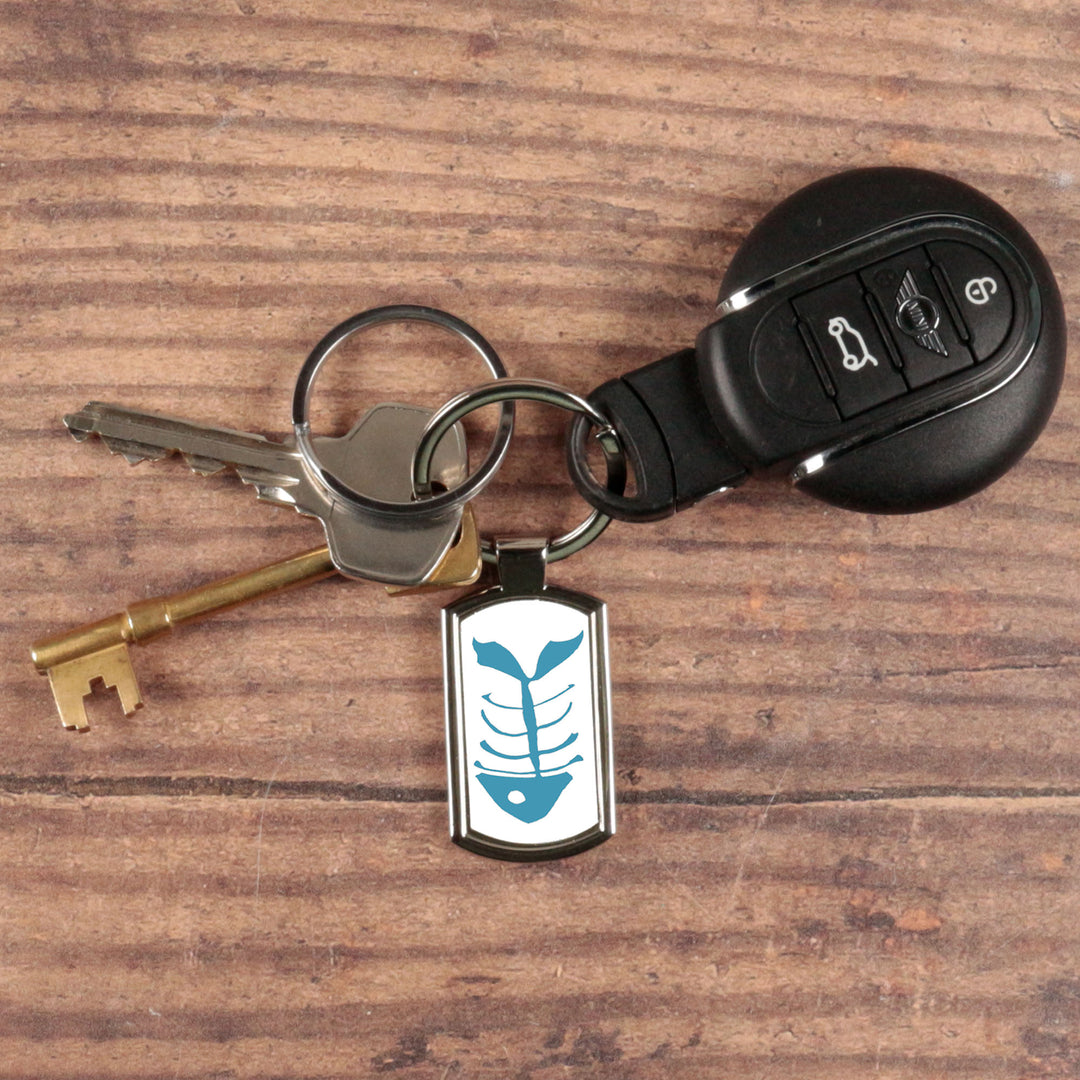 SALE - Teal Bonefish on White Keyring