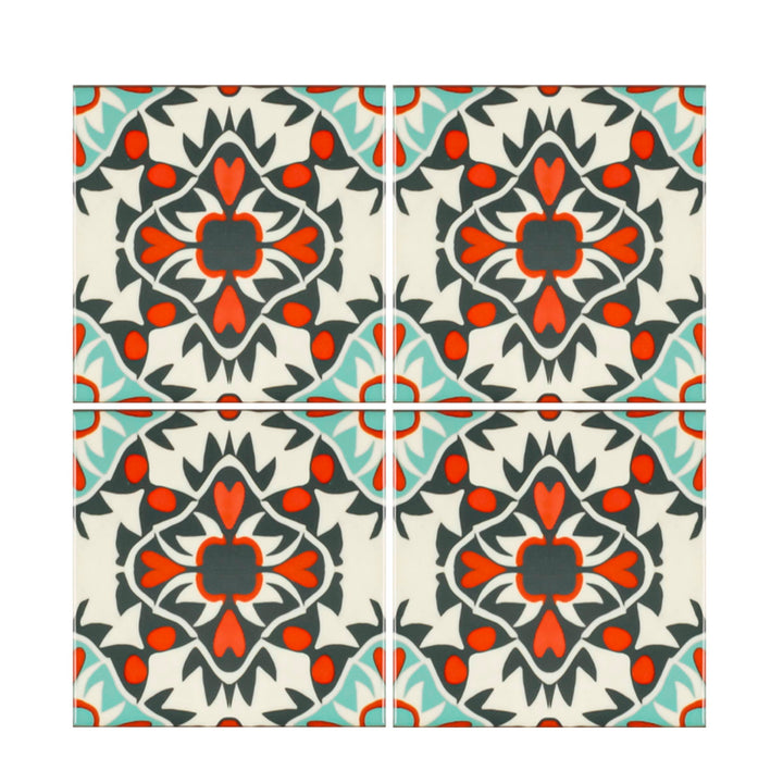 Aztec Blue Grey Orange Tiles