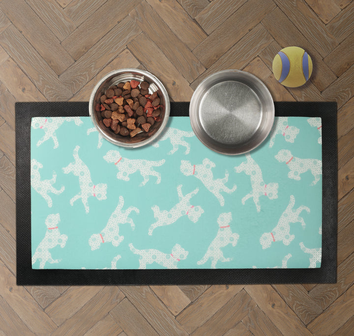 Cockapoo Pet Food Mat - Blue Pink White