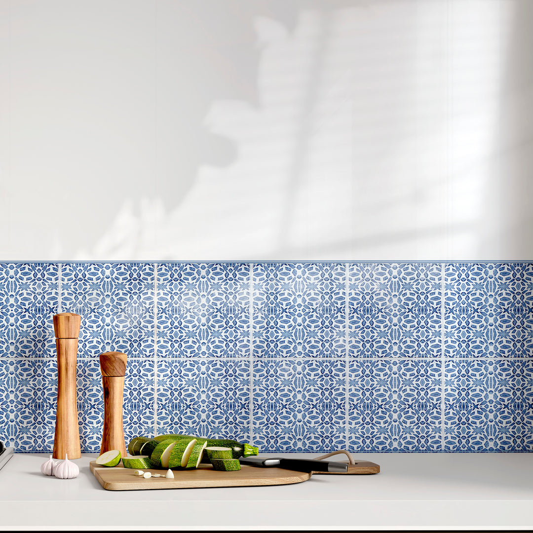 Moroccan Fountain tile - blue white Iznik tile