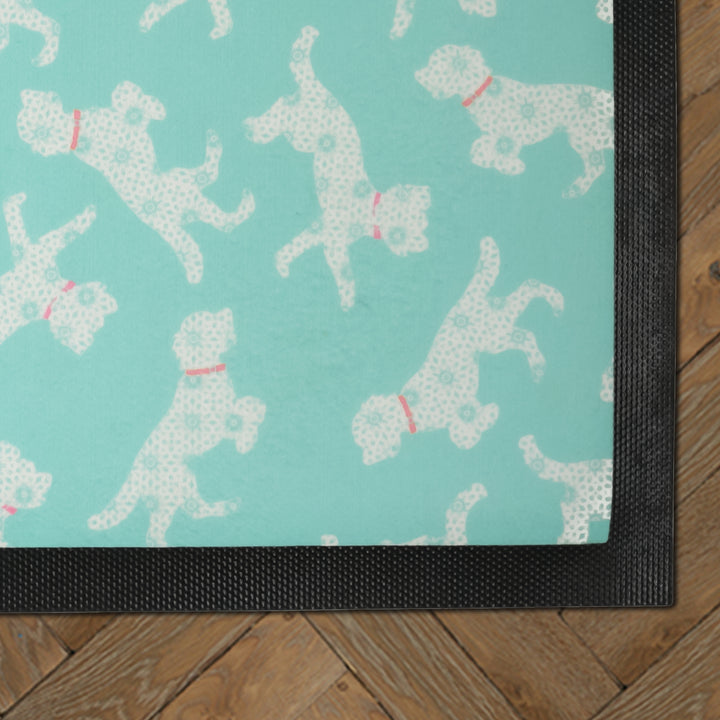 Cockapoo Pet Food Mat - Blue Pink White