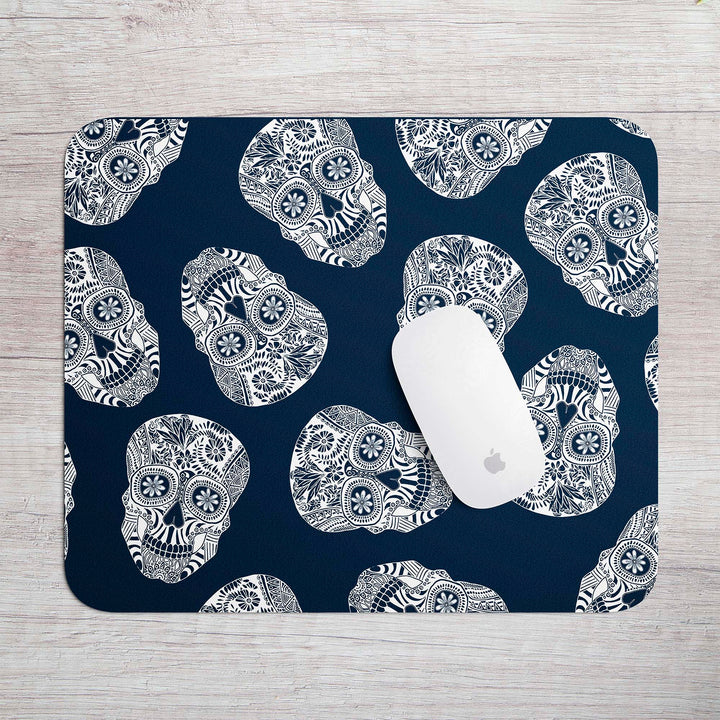 Day of the Dead Skulls Mouse Mat / Gaming Mat - Dark Blue