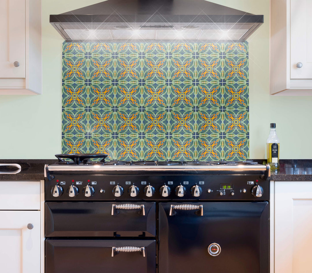 Thistle Orange Green Tile