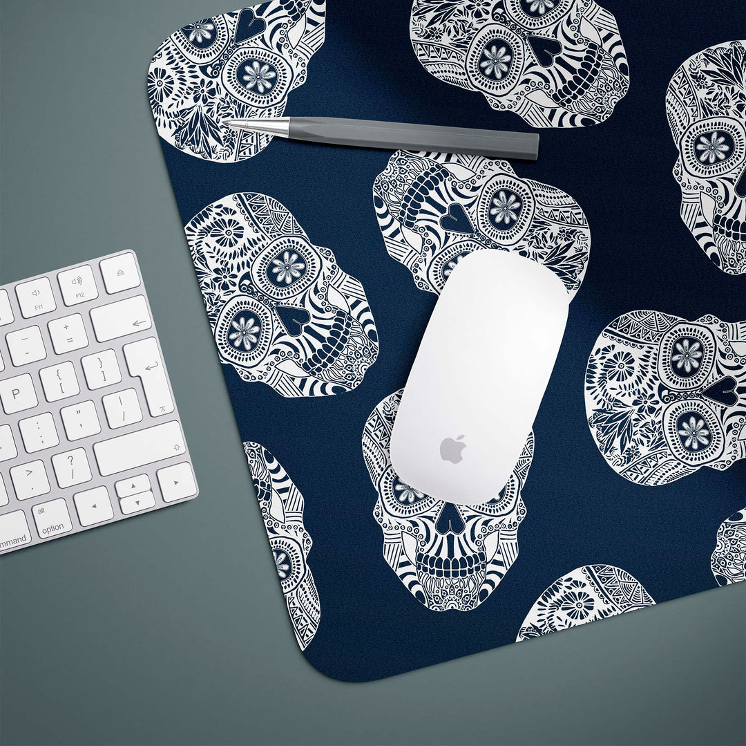 Day of the Dead Skulls Mouse Mat / Gaming Mat - Dark Blue