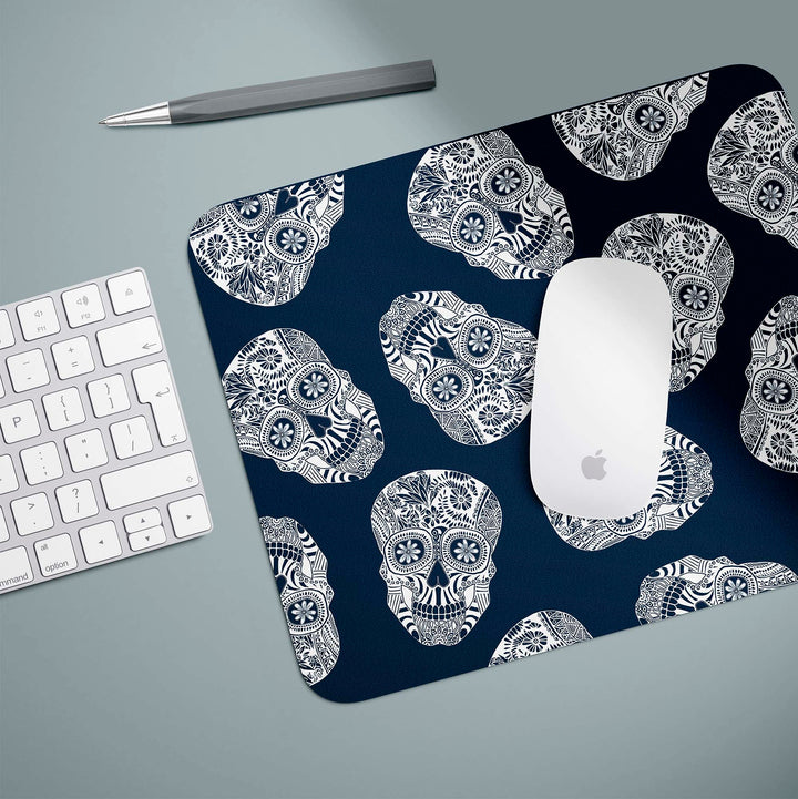 Day of the Dead Skulls Mouse Mat / Gaming Mat - Dark Blue