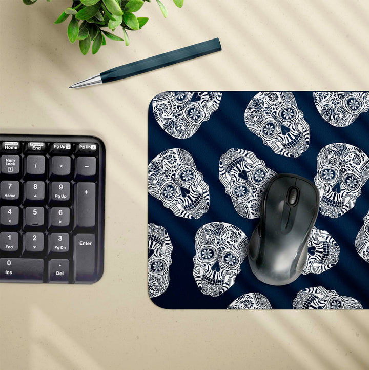 Day of the Dead Skulls Mouse Mat / Gaming Mat - Dark Blue