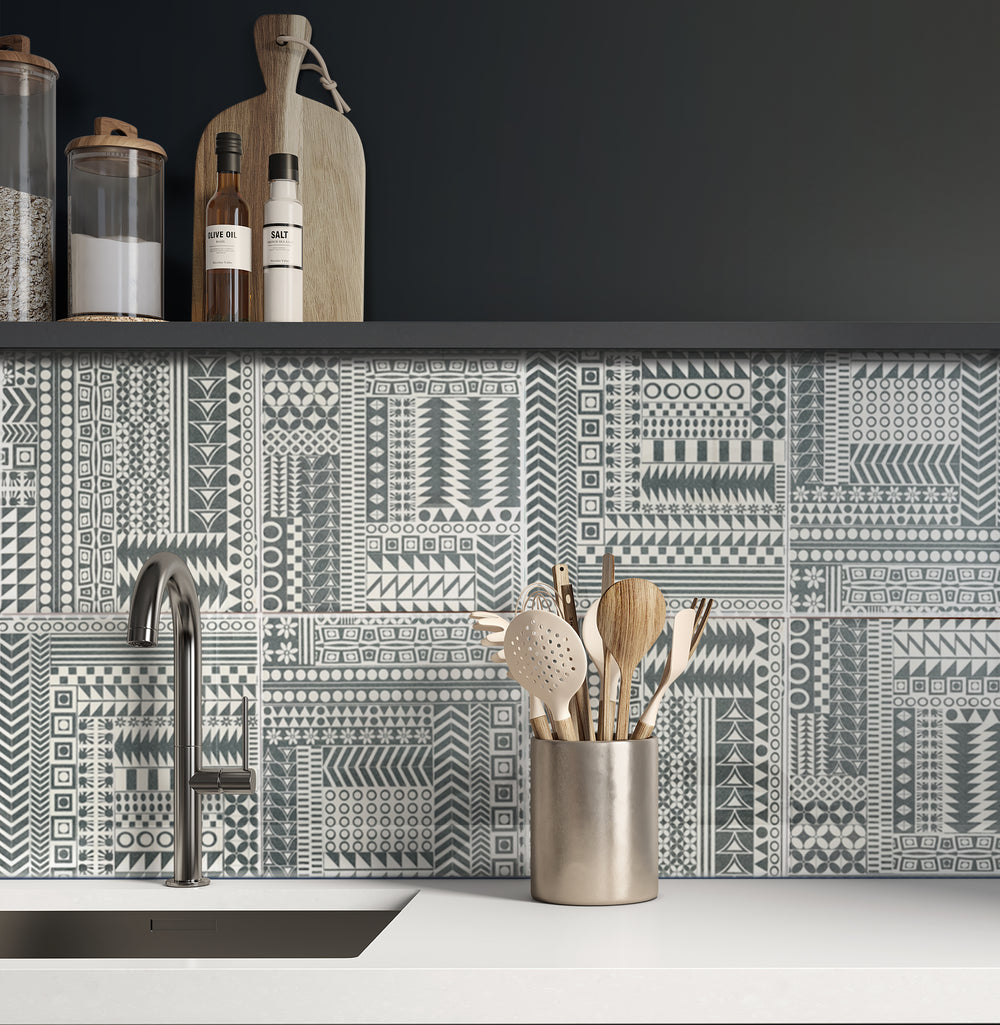 "Malachite Twining" Green blue kitchen tiles