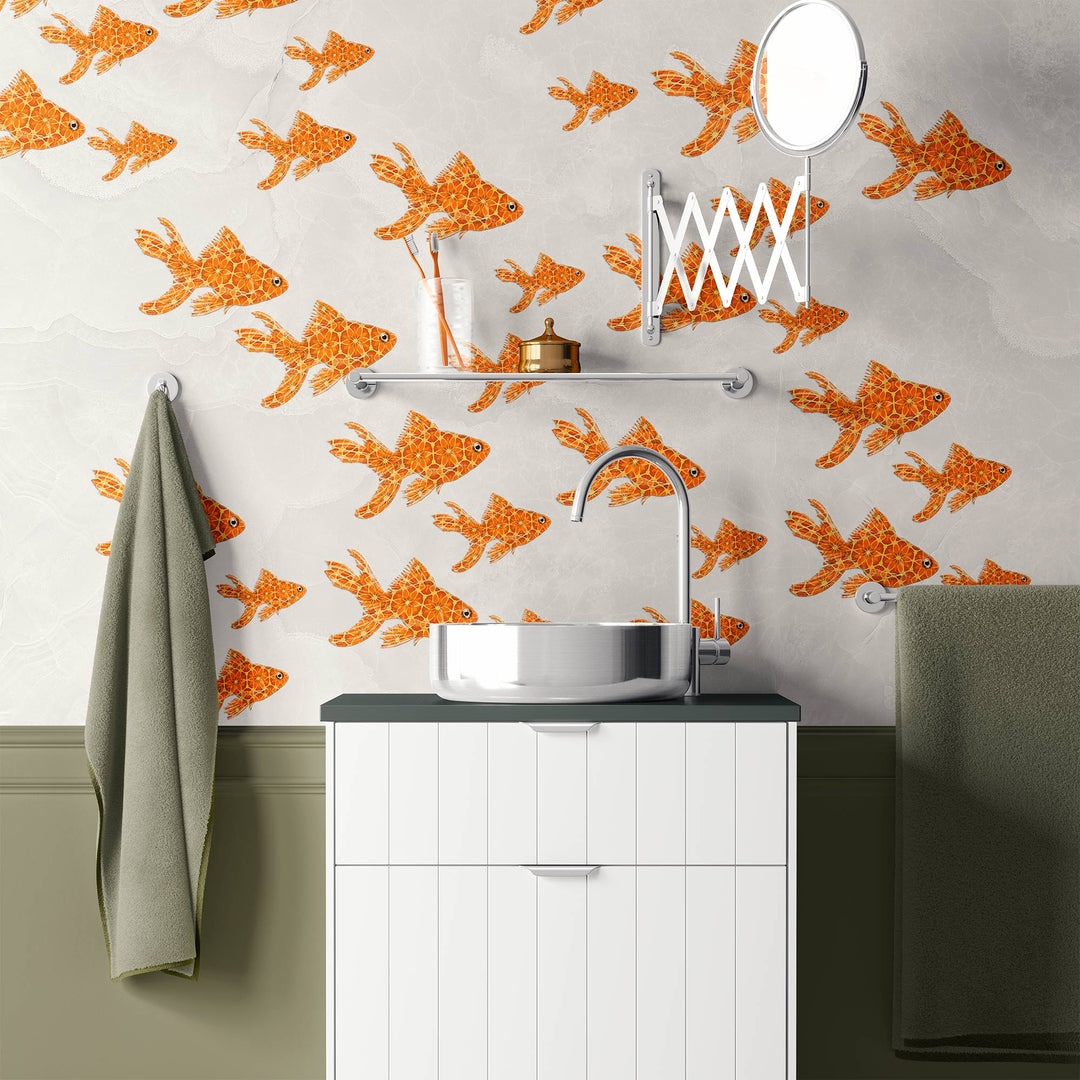 Goldfish tile decals - red orange