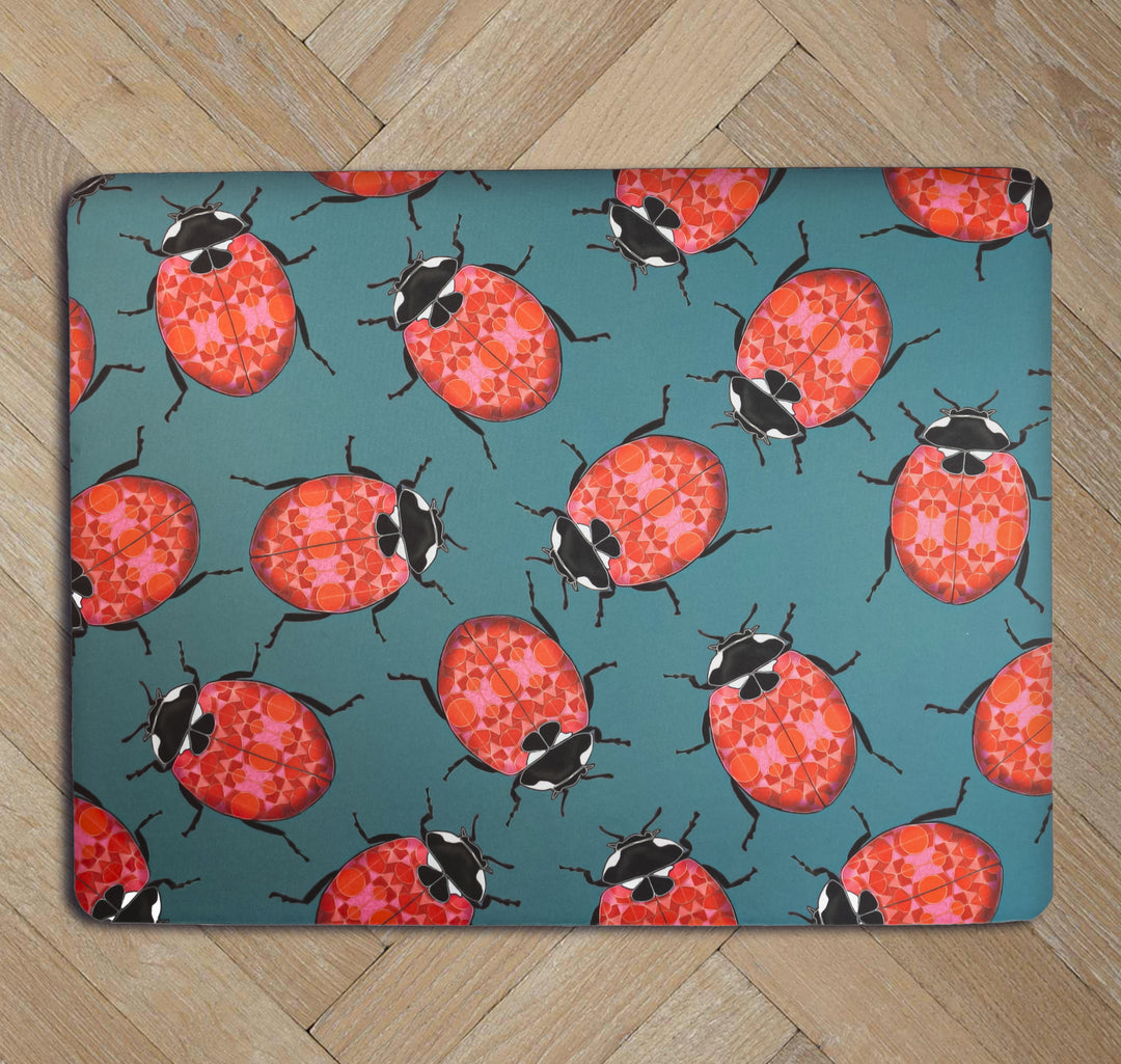 Red Ladybirds Large Pet Food Mat